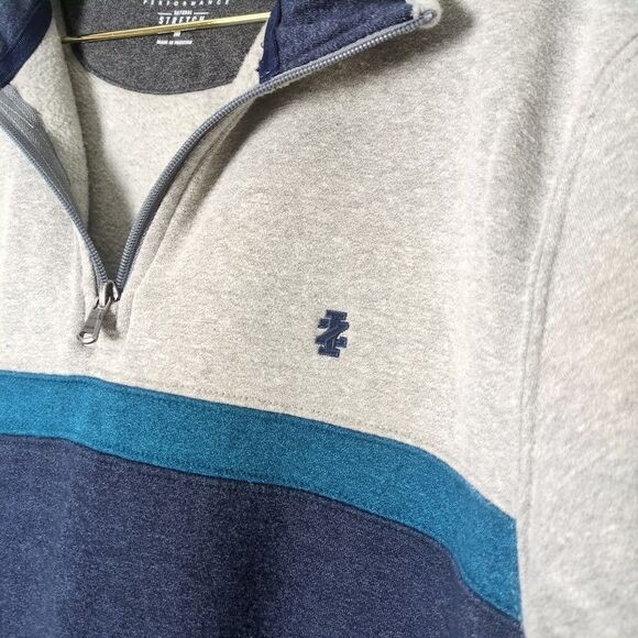 Izod Sweater Men's M Heathered Gray Soft Advantage Performance Stretch 1/4 Zip - Picture 2 of 7